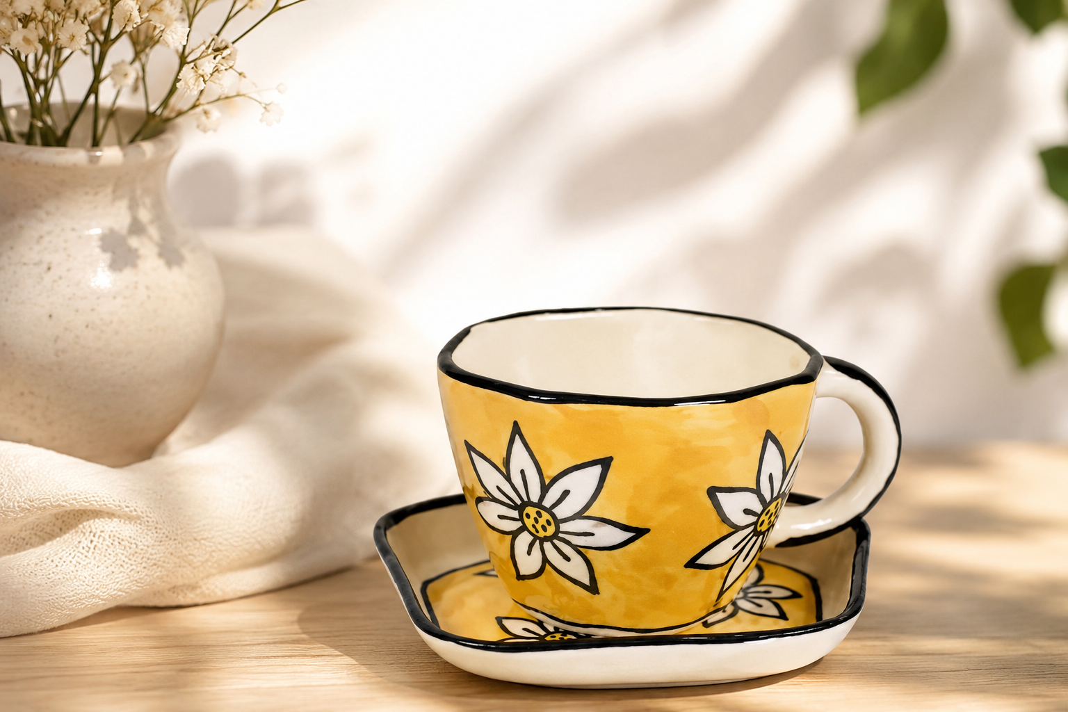 Yellow Flower Cup - Saucer Set
