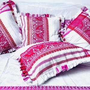 Traditional Assami Gamosa hand embroidery pillow cover