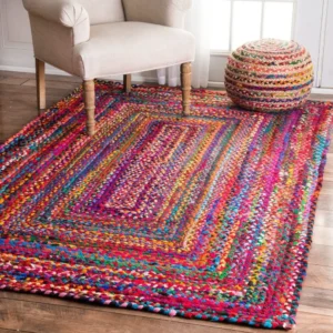 Multicolour Chindi Rugs Square Shape 3/5 Ft