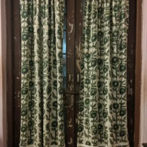 Sage Botanical Block Print Door Curtains 7.5ft /4ft