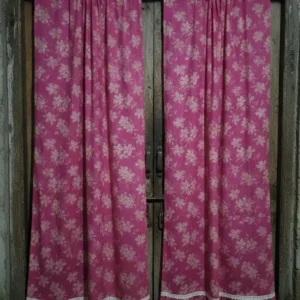Fuchsia Floral Door Block Print Curtains 7.5ft /4ft