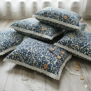 Blue Meadow Floral Cotton Cushion Covers – Cozyco Signature Collection 1 Piece