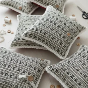 Ivory & Charcoal Tribal Cotton Cushion Cover Set of 1