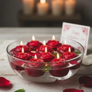 Floating Rose Scented Candles Size - 4 cm Set Of 5