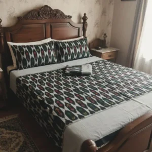 Pochampally pure Ikkat HandWovened 100% Cotton Double THICK Bedsheet with 2 Pillow Covers 108*108 inch bedsheets