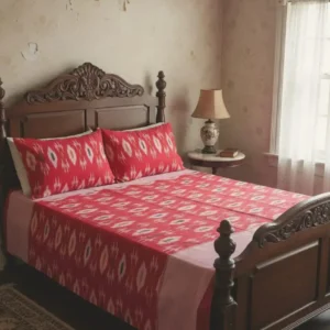 Pochampally pure Ikkat HandWovened 100% Cotton Double THICK Bedsheet with 2 Pillow Covers 108*108 inch bedsheets