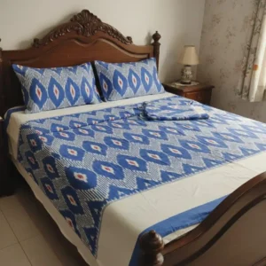 Pochampally pure Ikkat HandWovened 100% Cotton Double THICK Bedsheet with 2 Pillow Covers 108*108 inch bedsheets